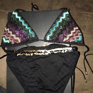 Victoria’s Secret black bikini sequins/beading